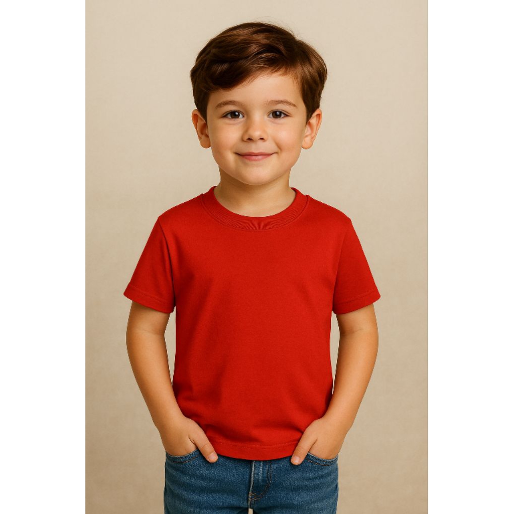 kaos polos anak warna merah 1thn-8thn kaos distro anak baju anak polos