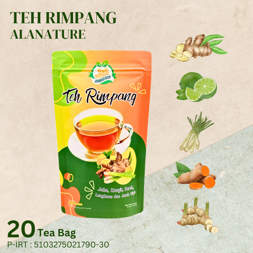 

Teh Rimpang Detok Ala JSR I Teh Herbal Jahe Lengkuas Sereh Kunyit Jeruk Nipis I isi 20 Tea bag