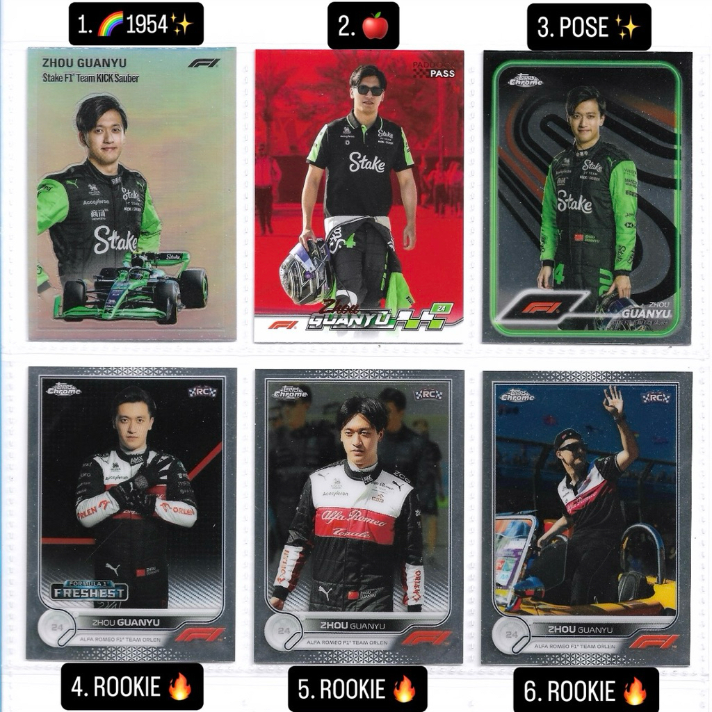 Kartu f1 Topps Chrome - Zhou Guanyu (Kick & Alfa Romeo F1)