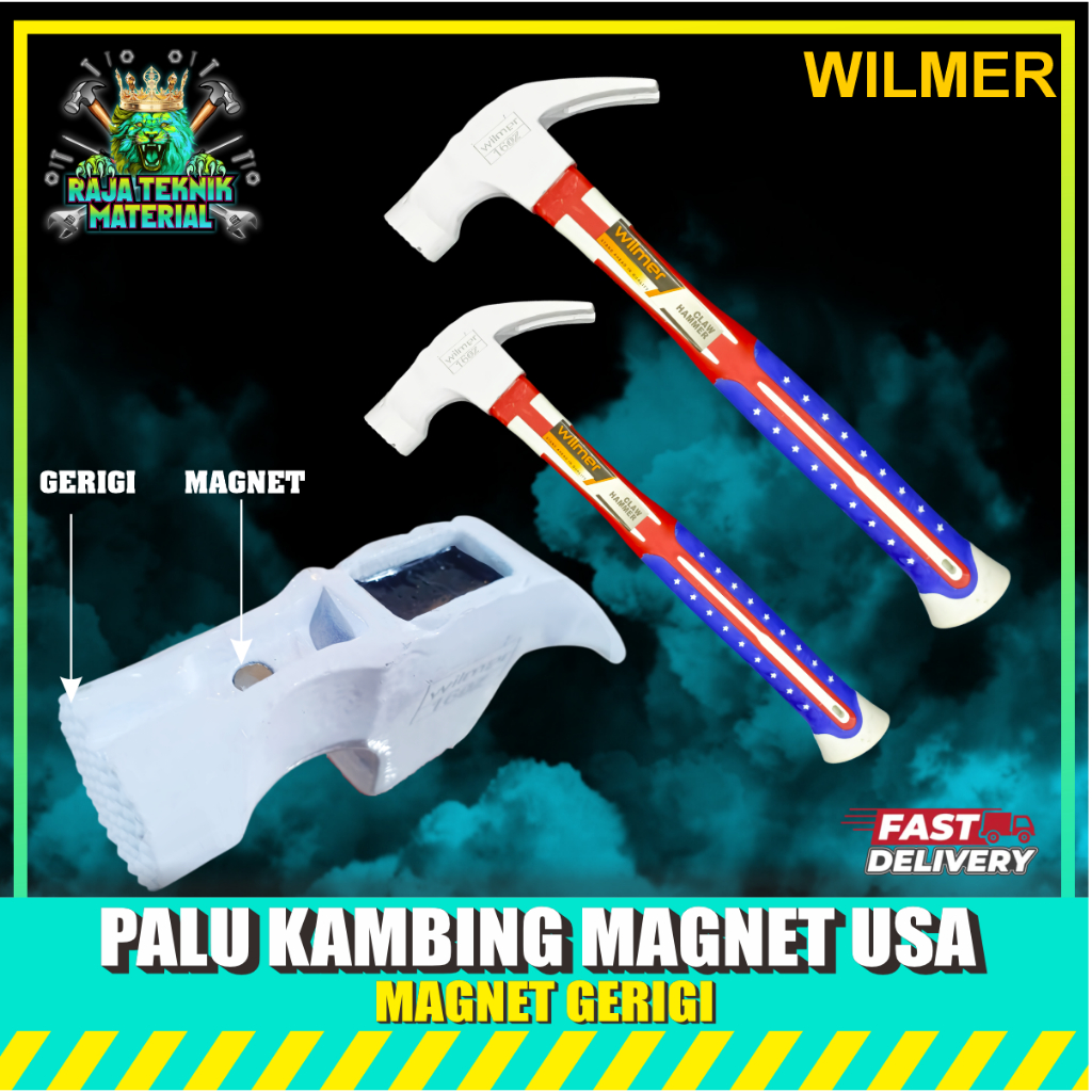 Palu Kambing Magnet Gerigi WILMER – Palu Besi USA Profesional 8 OZ 16 OZ / Palu Kambing plus magnet