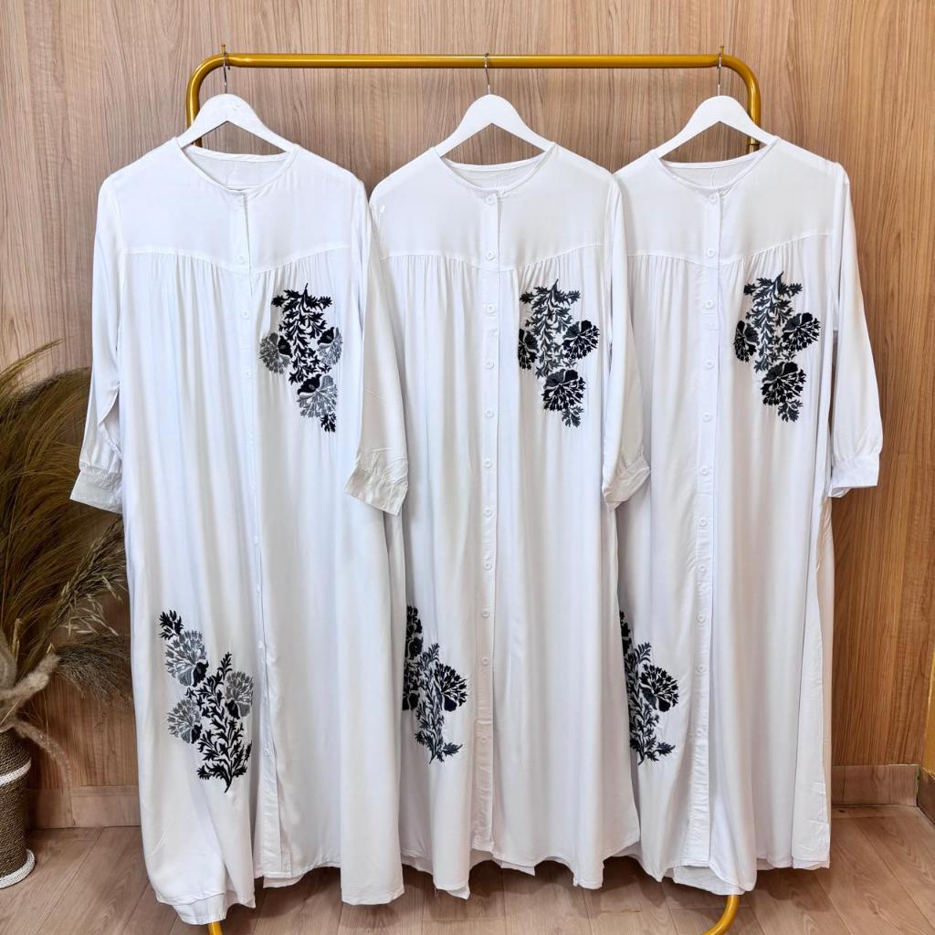 Gamis Putih Jumbo Ld 130 Cm Model Bordir Kekinian