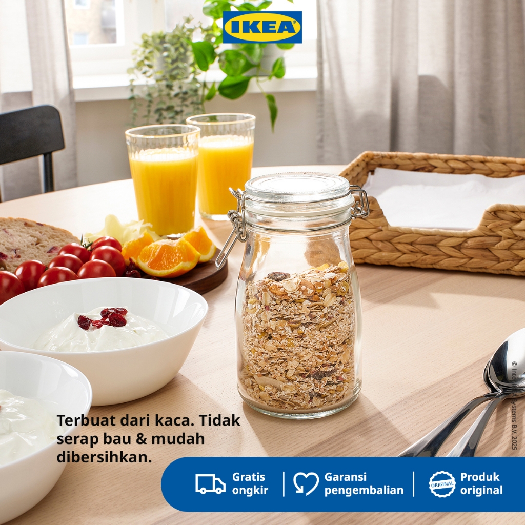 IKEA KORKEN Stoples Kaca Bentuk Botol Dengan Tutup 0.4L