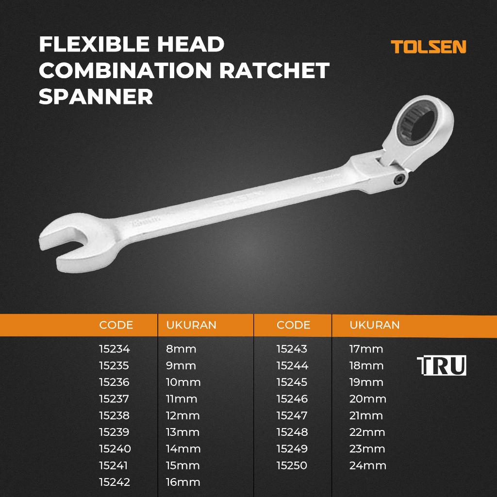 TOLSEN Kunci Pas Ring Dual Head Kombinasi spanner CrV
