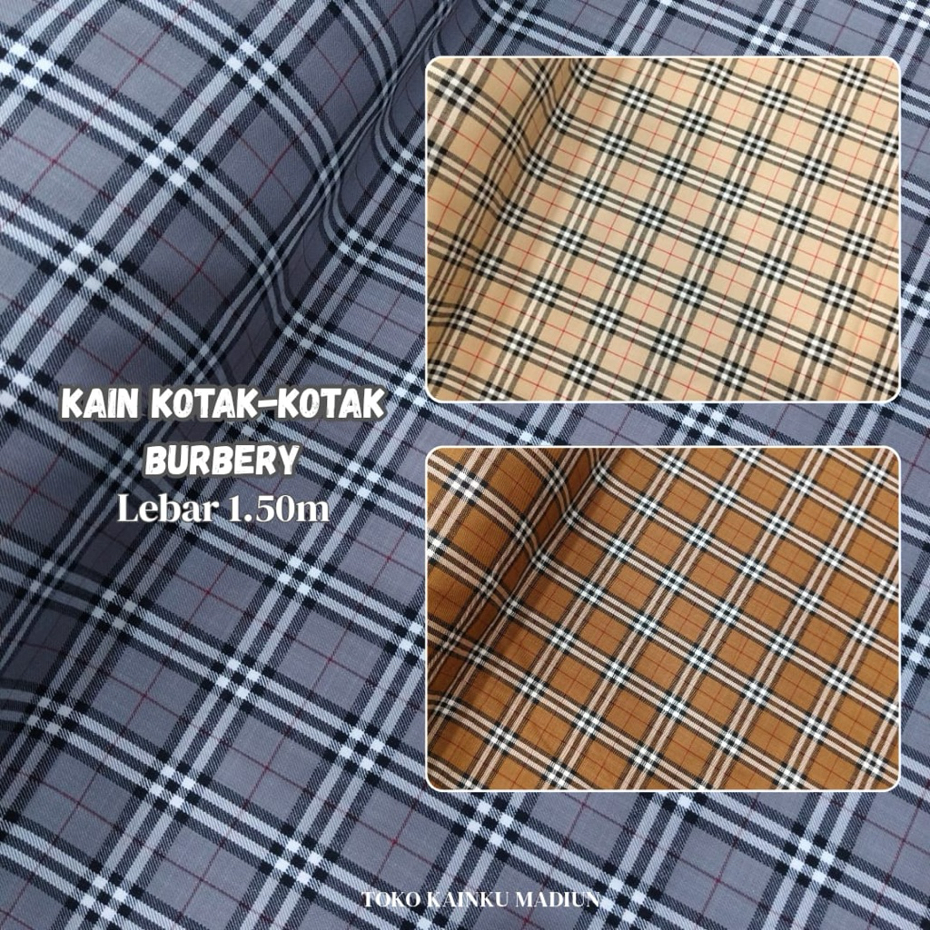 Kain Kotak Kotak Burbery//Lebar 1.50m//Bahan Kemeja,Dress,Gamis,Rok,dll