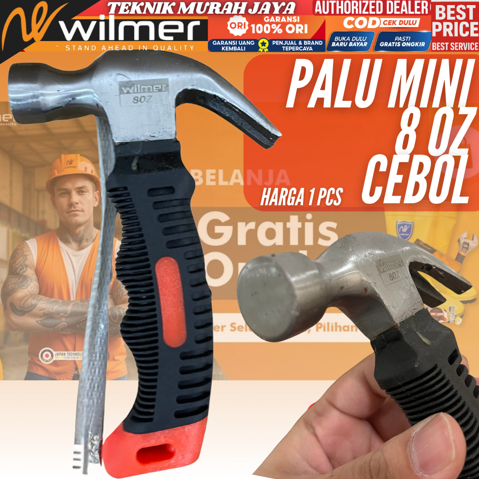 WILMER WPLM 208 Palu Kambing MINI 8 OZ Gagang Karet Fiber Hammer WPLM208 Yukido JAPAN Martil Pendek