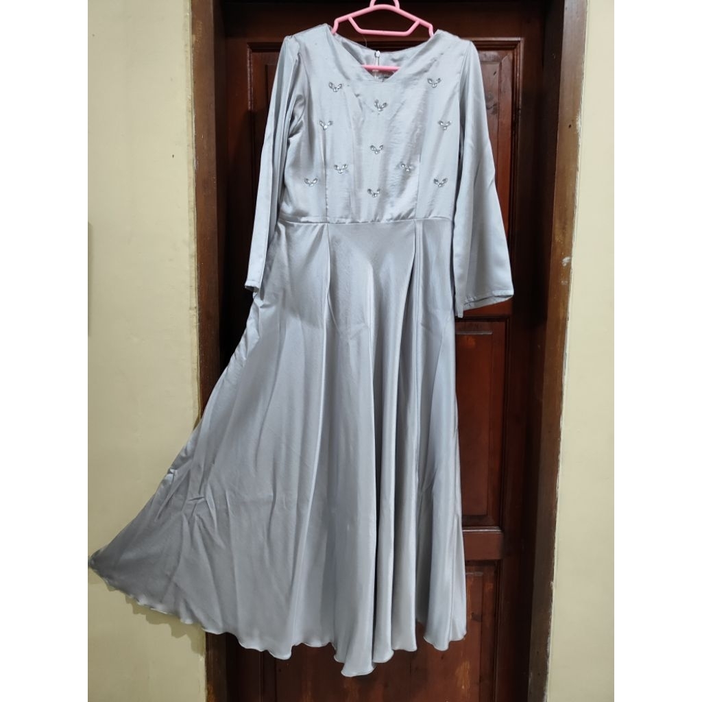 Dress Satin Silver Bridesmaid