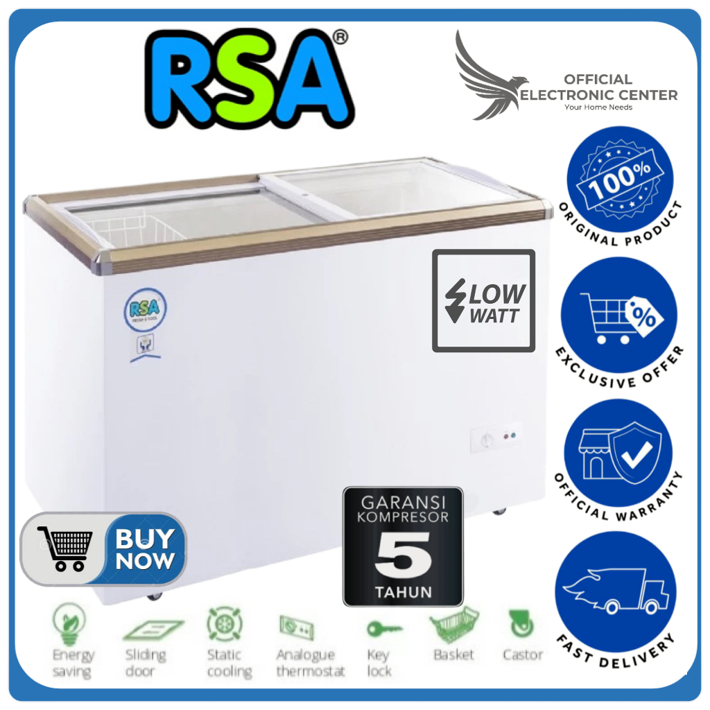 CHEST FREEZER SLIDING KACA RSA XS200 XS-200 XS 200 FAST FREEZING SUPER LOW WATT FREEZER SLIDING KACA
