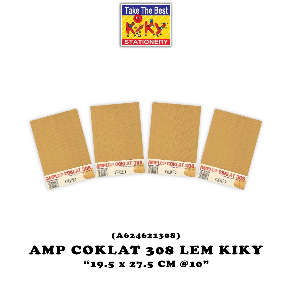 

KIKY Amplop Coklat No. 308 - 125 GRAM Lem - 1 Pack = 10 Lembar