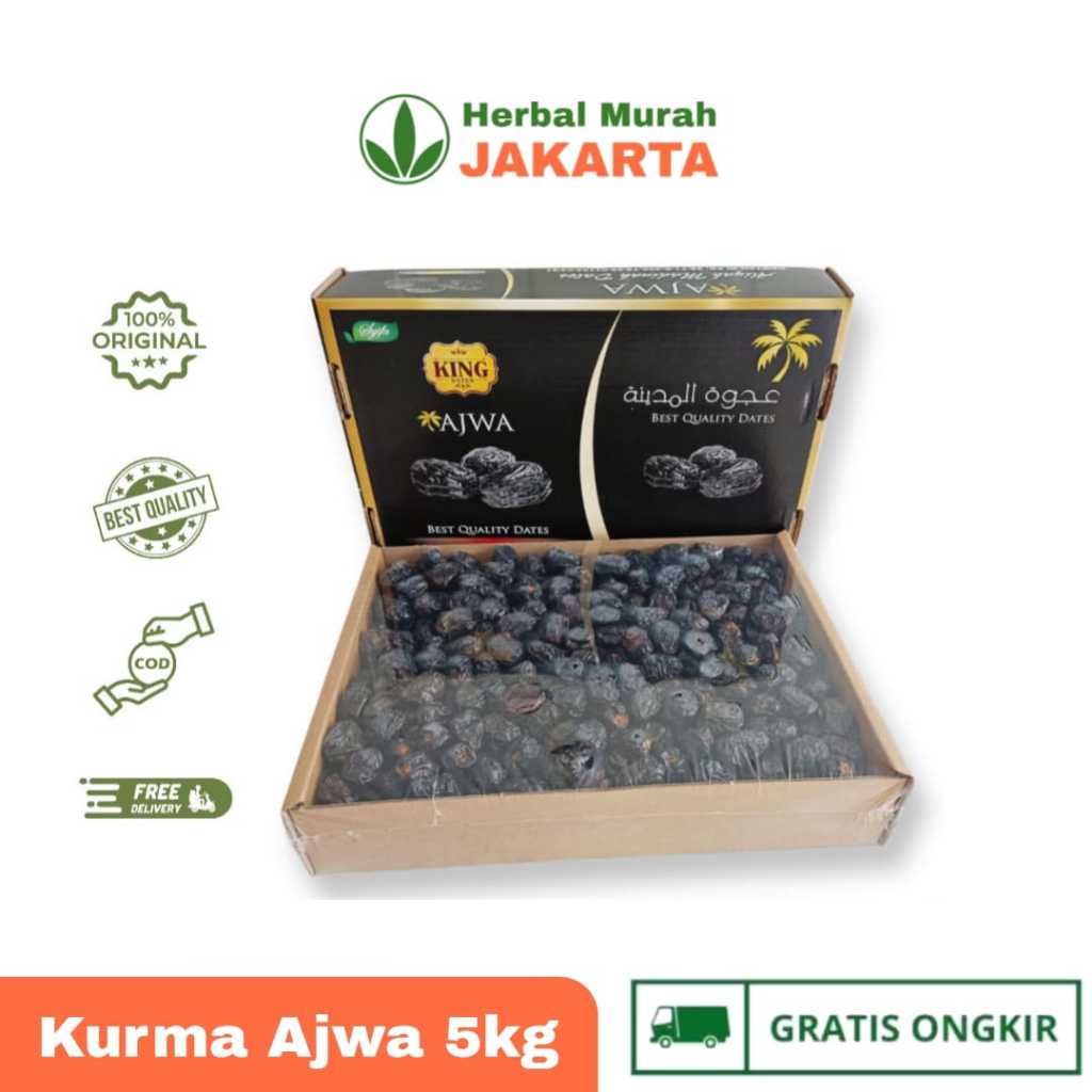 

King Dates Ajwa Aliyah Madinah Kemasan 5kg Kurma Nabi Original Premium Grade Plus High Quality
