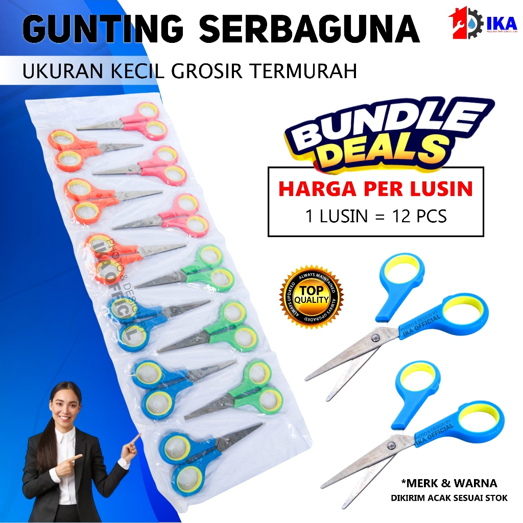 

12 PCS Gunting Kecil Murah Karet - Harga 12 PCS (1 Lusin) / Ukuran 4.5 Inch Kecil Renceng / GUNTING LEMBARAN 12 PCS / GUNTING KERTAS TAJAM / GUNTING KECIL TAJAM / GUNTING MURAH / GUNTING BESAR TAJAM