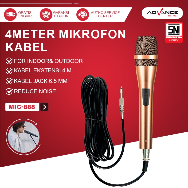 Ada Advance mic karaoke MIC-888 mic kabel original suara jernih mic murah mic karaoke kabel
