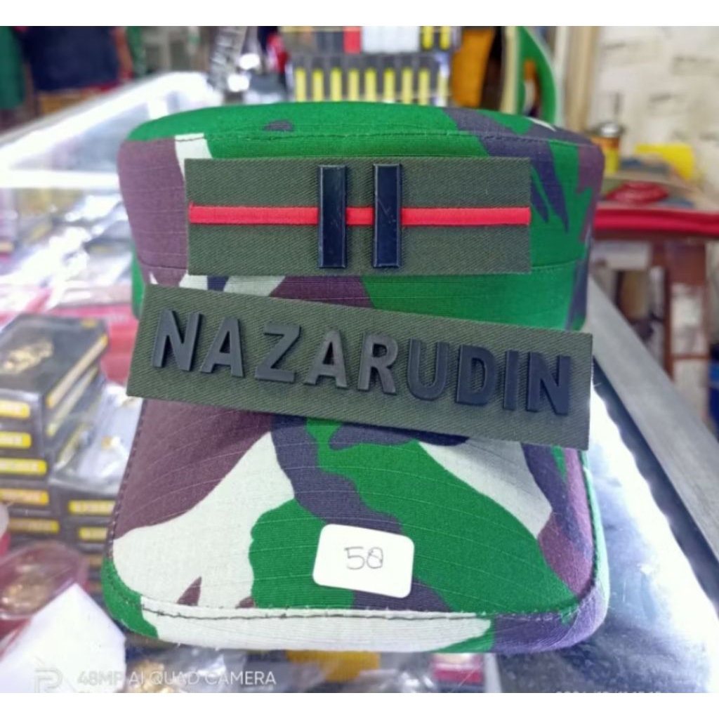 Topi Pet PDL TNI + Pangkat Lettu dan Nama