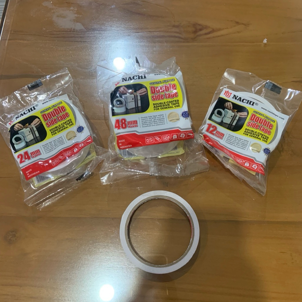 

NACHI Isolasi Bolak Balik Solasi Double Tape 6mm 12mm 24mm 48mm / ¼ ½ 1 2 inch Double Tape panjang 10 yard murah berkualitas
