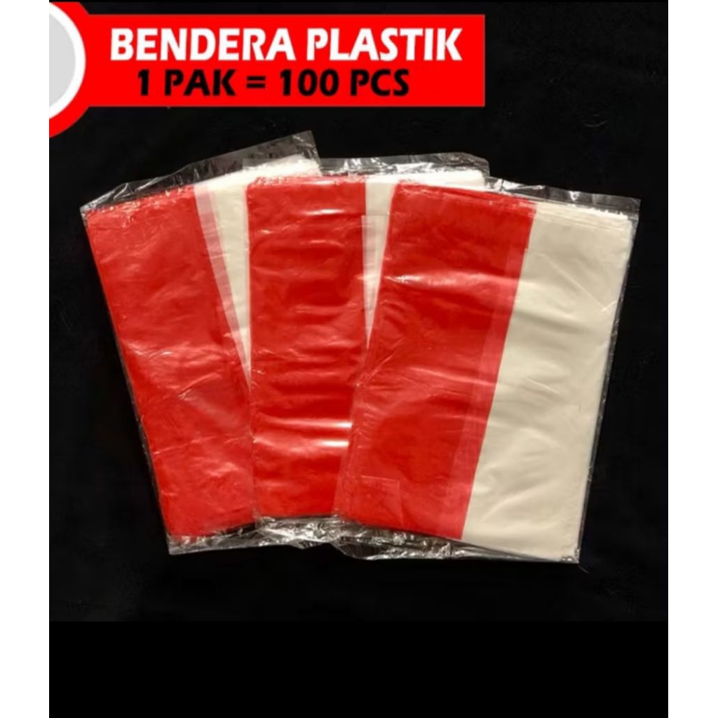 100 pcs bendera plastik merah putih - bendera merah putih isi 100 pcs - bendera plastik/ bendera agu
