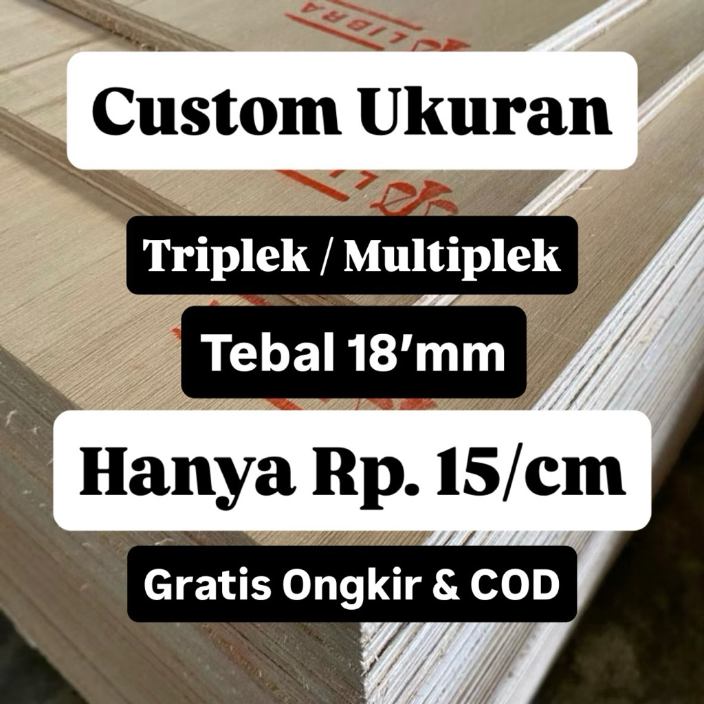 PREMIUM Triplek Custom Tebal 18mm Meranti Halus Multiplek Plywood