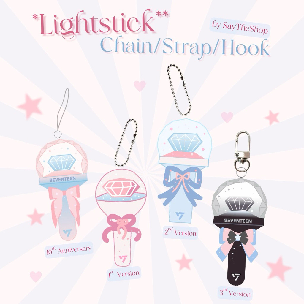 Caratbong Lightstick Arcylic Keychain /  Lightstick Seventeen Bag Charm and Phone Strap
