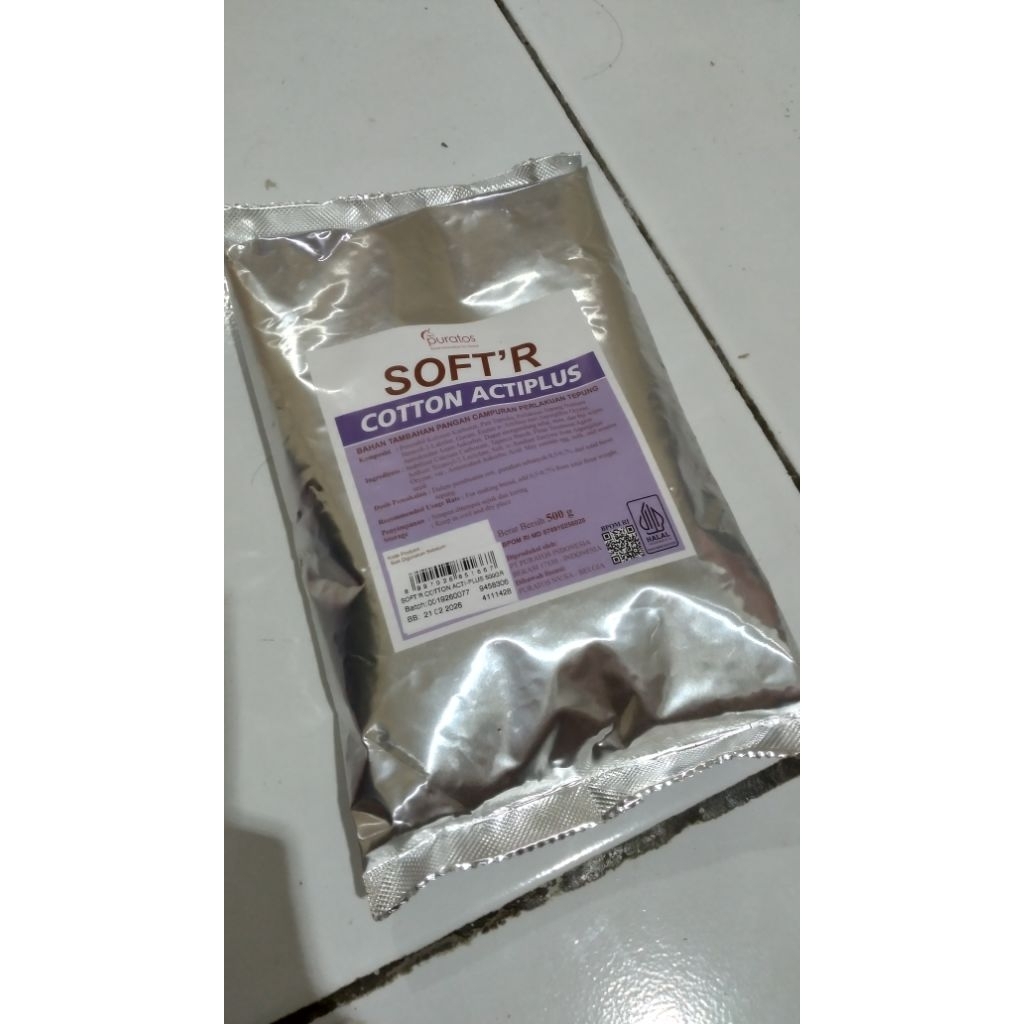 

SOFT'R COTTON ACTIPLUS PELEMBUT ROTI BAHAN TAMBAHAN PANGAN BREAD IMPROVER 500g