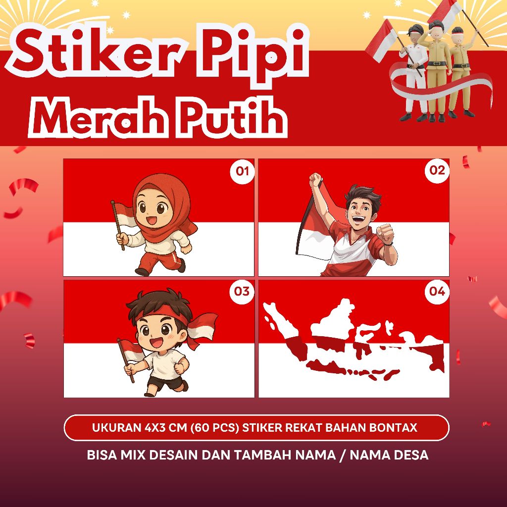 

STIKER PIPI | STIKER PIPI MERAH PUTIH | STIKER PIPI 17 AGUSTUS | STIKER PIPI BENDERAN INDONESIA | STIKER PIPI KEMERDEKAAN| STIKER MIX 17 AGUSTUSAN
