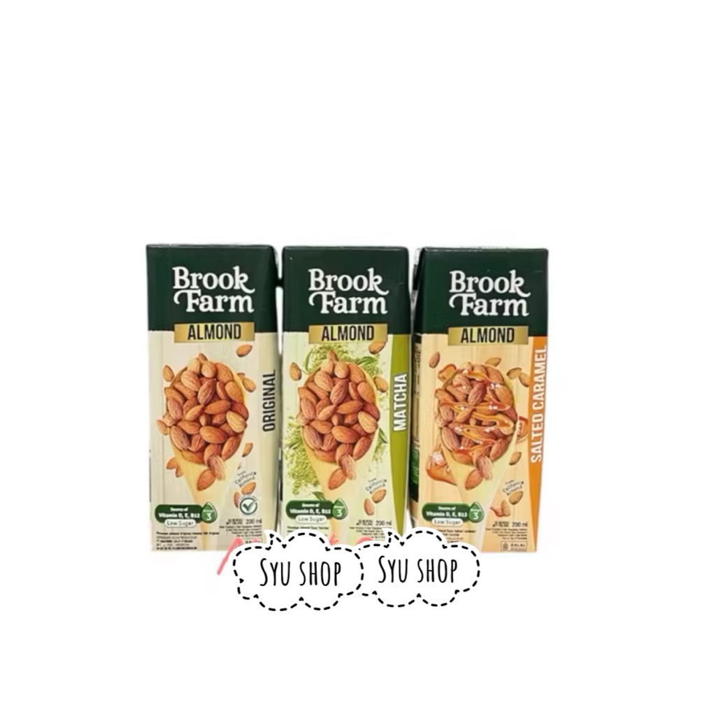 

brookfarm brook farm almond milk orignal matcha salted caramel dark chocolate 200ml