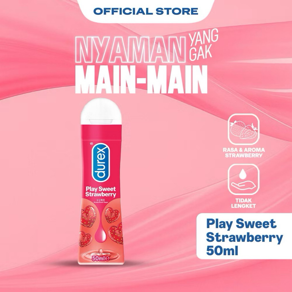 Durex Play Sweet Strawberry - Pelumas Gel Seks Pria & Wanita Rasa Stroberi 50ml - Water Based Lubric