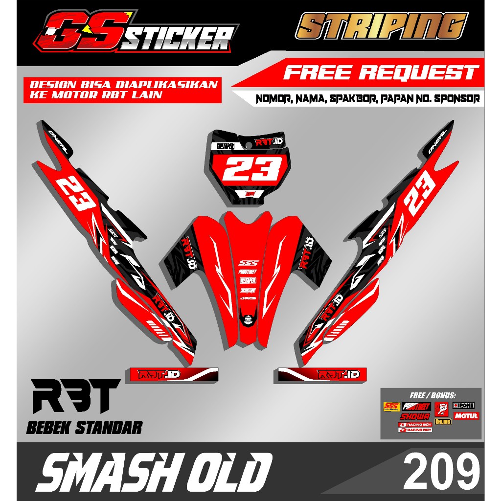 COD STICKER DECAL STRIPING RBT / GTX SMASH OLD RBT BEBEK MODIF SUPERMOTO GS 209