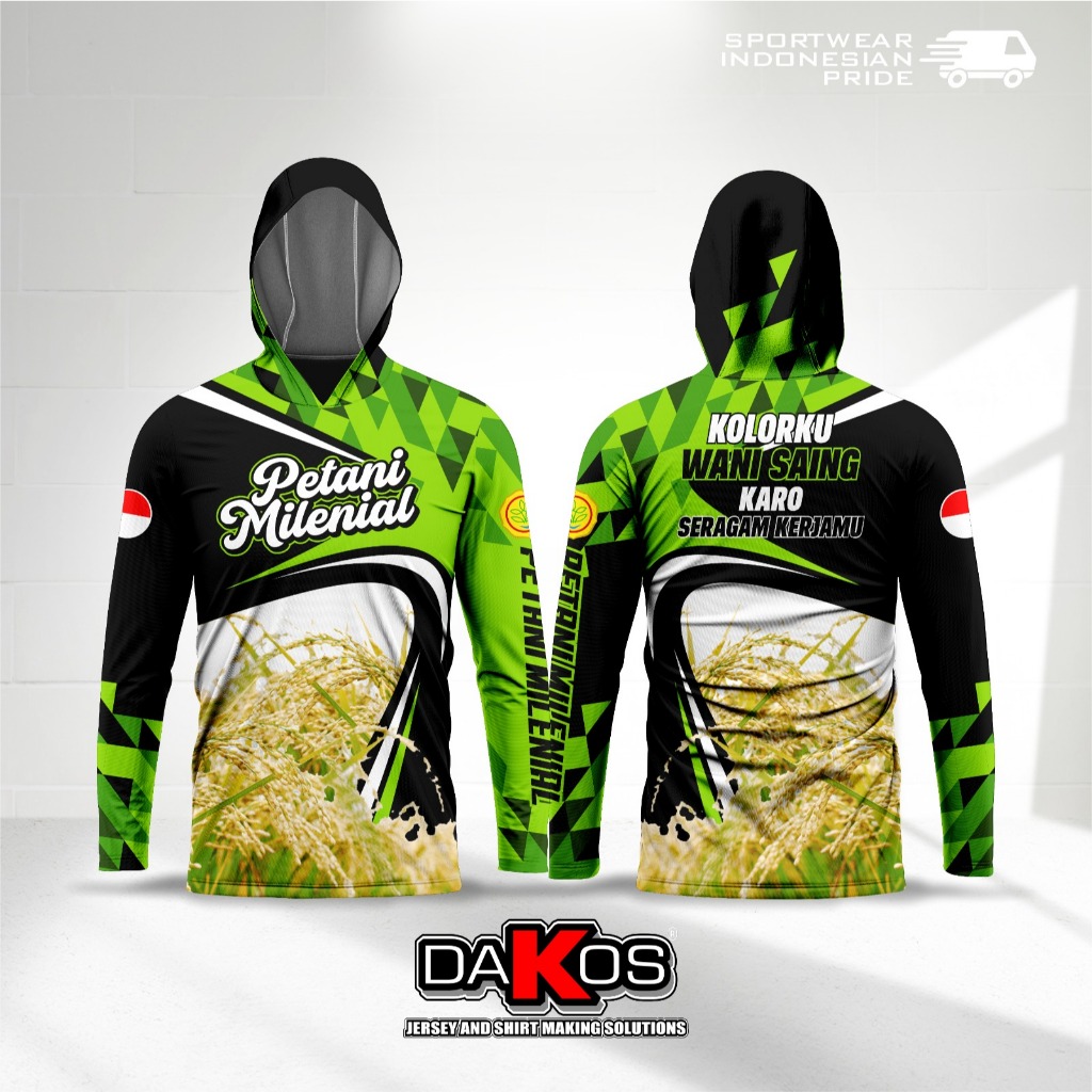 Jersey Petani Milenial Tangan Panjang Fullprint Bahan Dryfit Adem Kaos Petani Muda Basahan Kerja / P