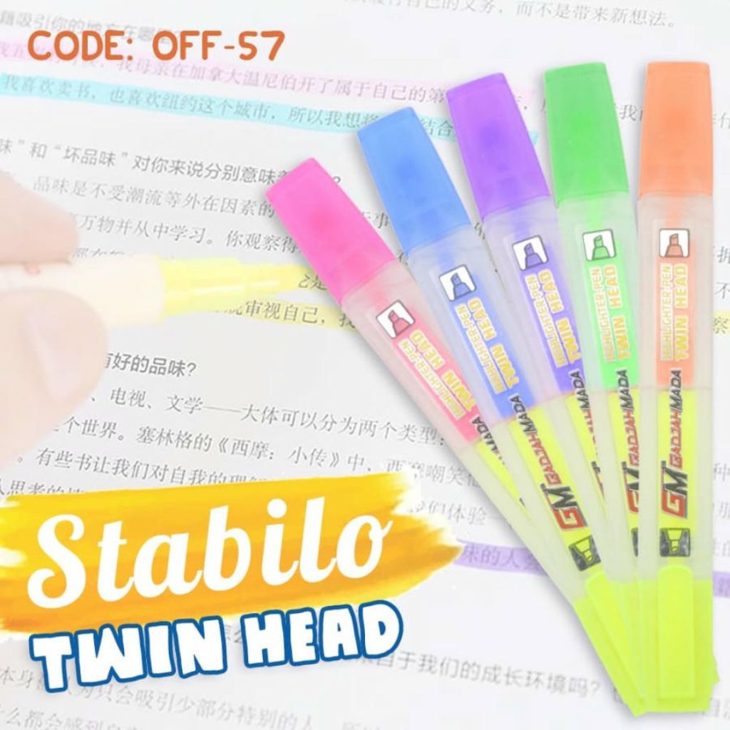 

Stabilo Twin Head Highlighter Pen Warna-warni | Spidol Stabilo Dua Sisi