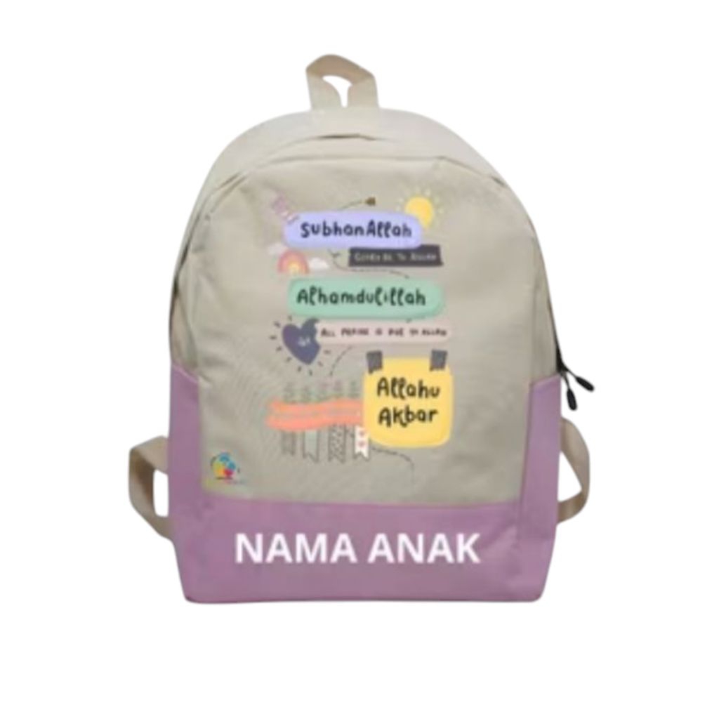 Tas Ransel Anak Islami Costum Bersyukur - Tas Ransel Anak Mengaji Sekolah Free Costum Nama