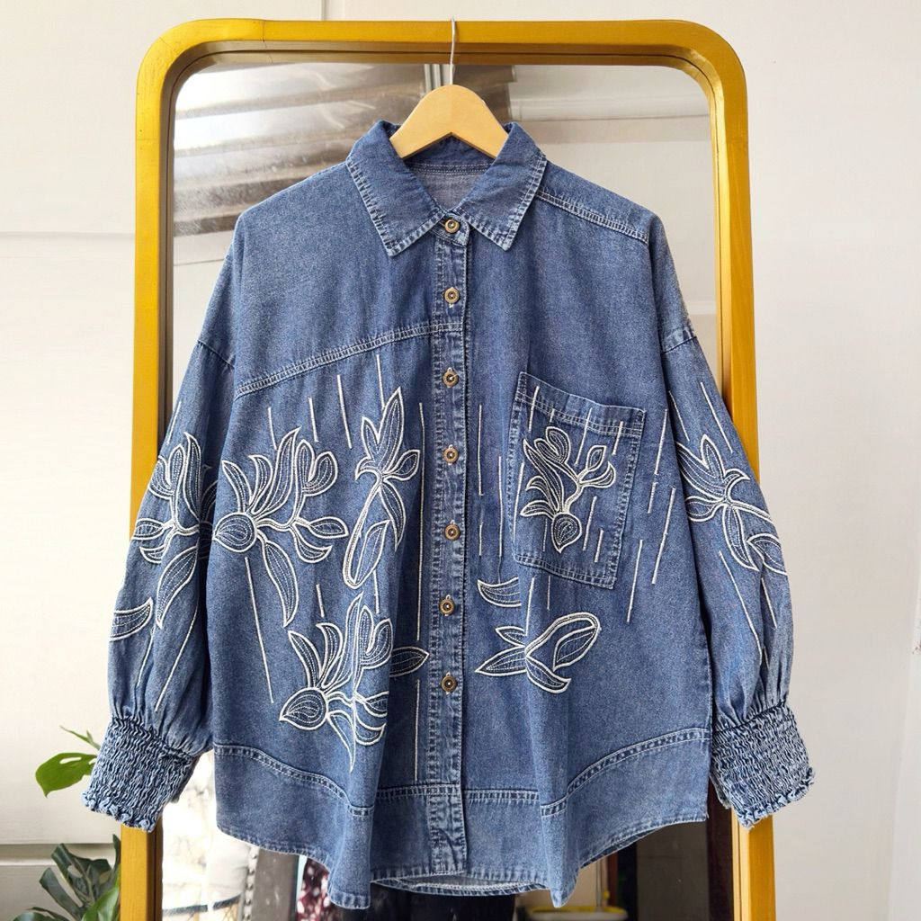 Pamela jeans oversized bordir premium