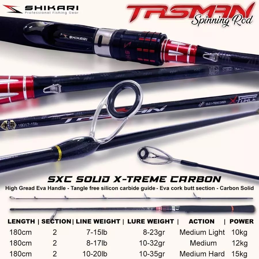 Joran Spinning SHIKARI TASMAN 180cm ujung top Carbon Solid
