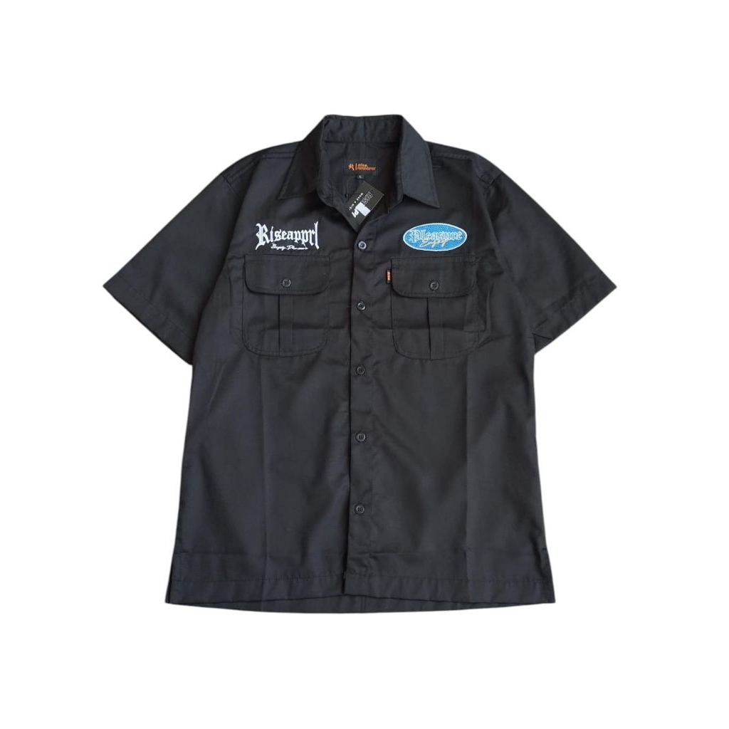 Kemeja Pendek Workshirt Rise Apparel Original | Workshirt Full Bordir Kekinian | Workshirt Distro Un
