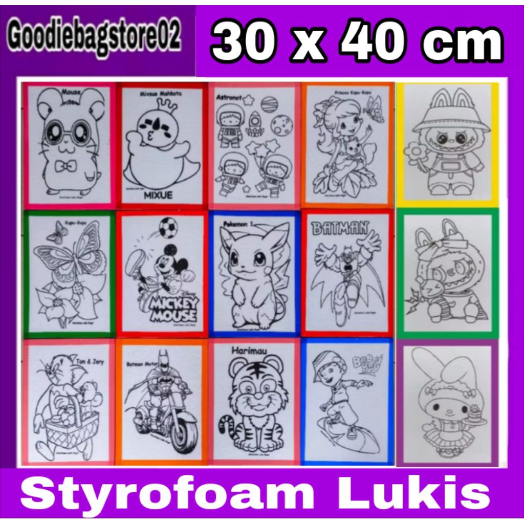 

GROSIR/ECER Styrofoam Gabus Lukis Mewarnai Ukuran 30x40 cm