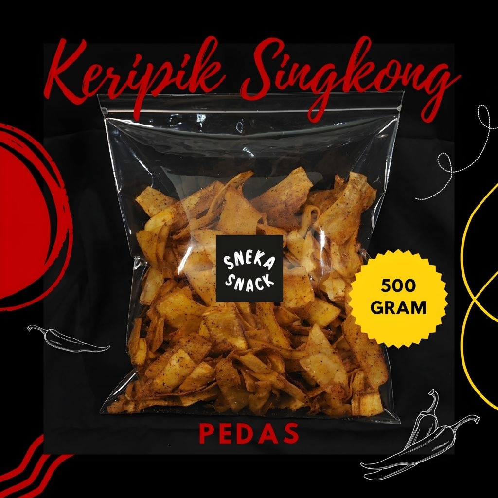 

Keripik Singkong Pedas Asli Bandung - Kripset - 500 Gram / 250 Gram - SnekaSnack