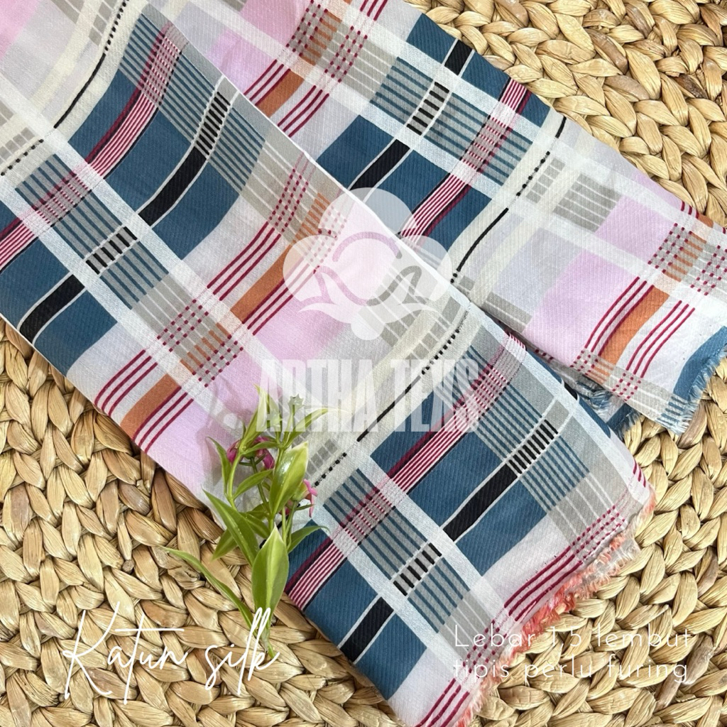 kain katun silky motif kotak tartan