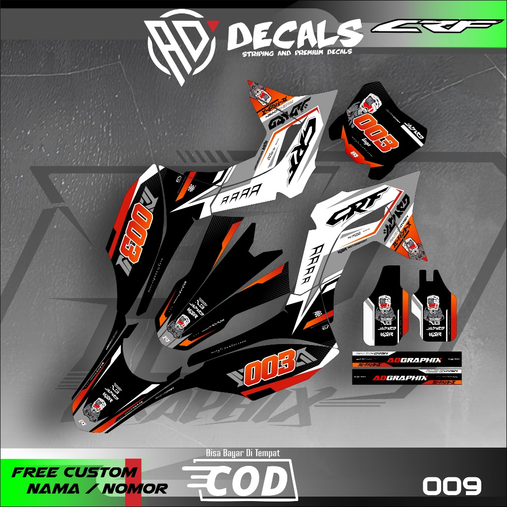 DECAL STICKER  CRF 150 L - DTRACKER - KLX BF -WR - KLX GORDON PREMIUM FULLBODY CUSTOM DESAIN AD-009