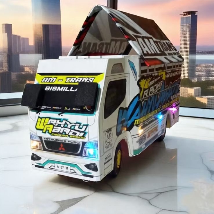 Mainan truk oleng miniatur truk oleng wahyu abadi lampu terpal