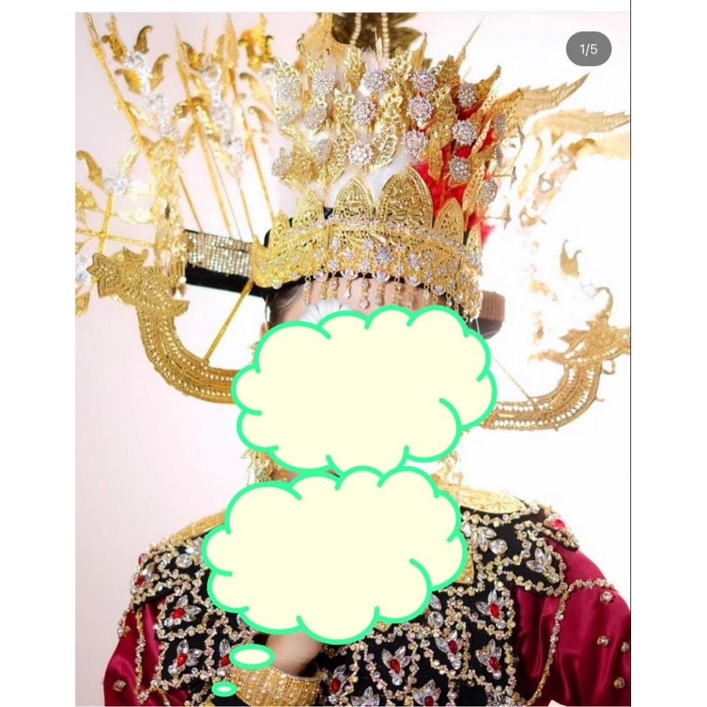 aksesoris mahkota  kepala biliu pengantin adat gorontalo kuningan