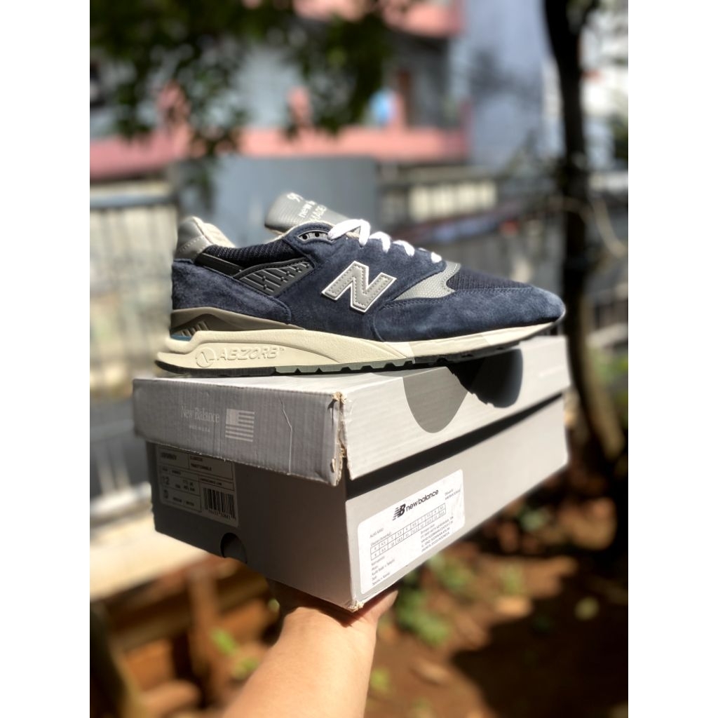 SEPATU SNEAKERS NB 998 NAVY MADE IN USA ORIGINAL 100% BNIB RESMI