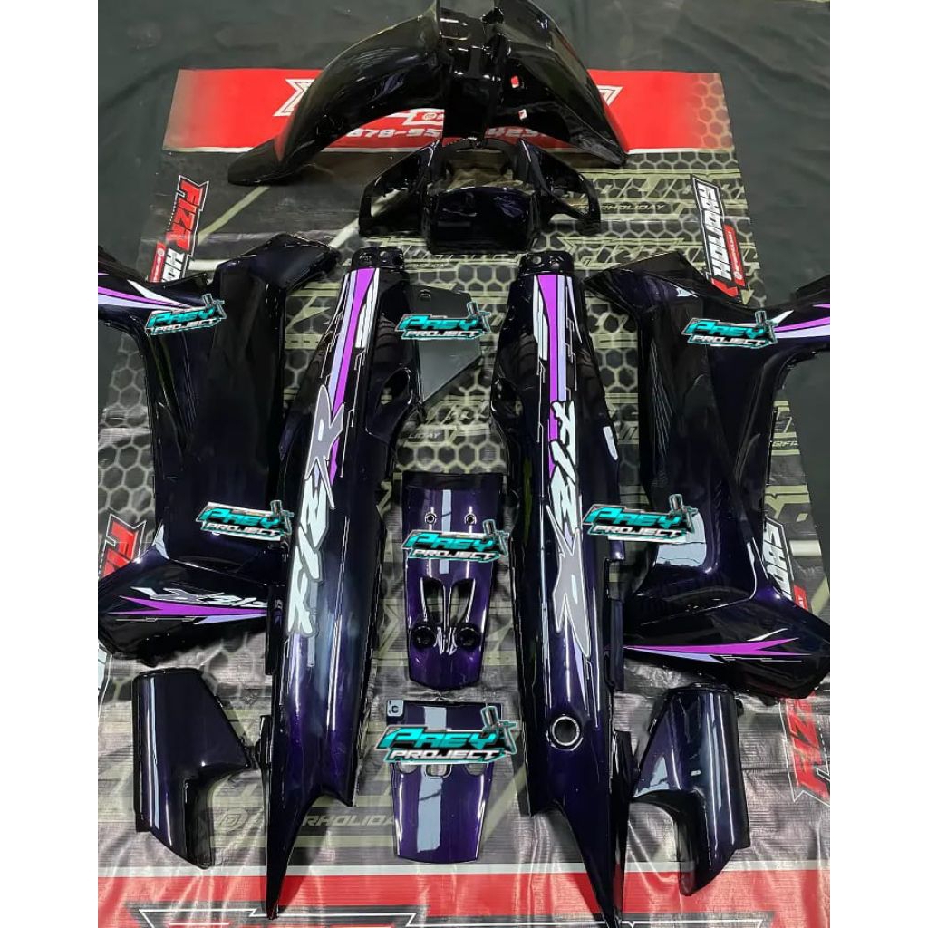 full body halus Fiz R warna hitam Moonlight ungu. cover body halus Yamaha Fiz R Full set