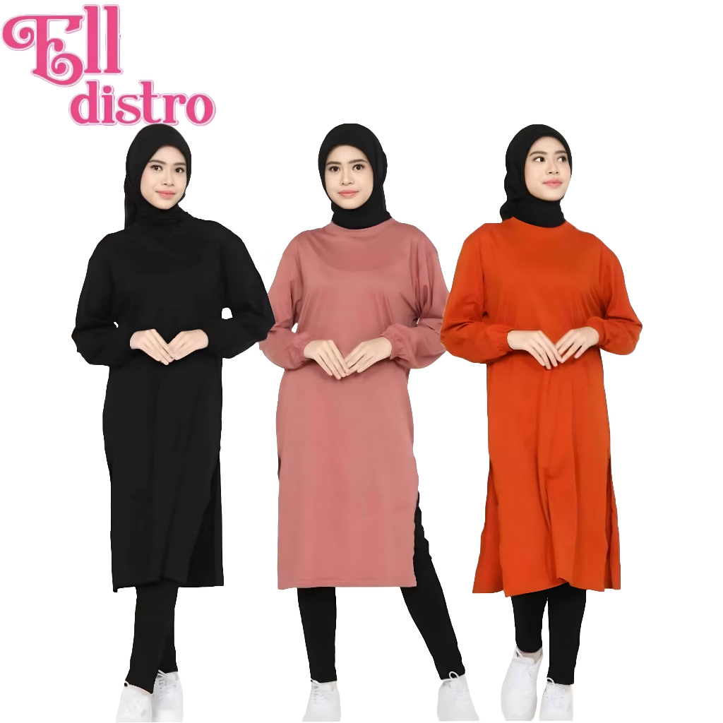 Tunik Panjang Balon Oversize Lengan Panjang Balon Atasan Wanita Panjang Polos Dress Jumbo Kekinian