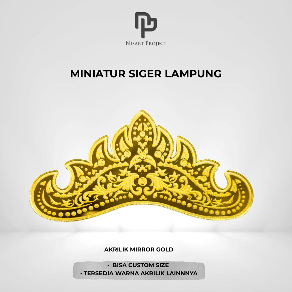 Siger Lampung Akrilik Mirror Gold Dekorasi Mahar