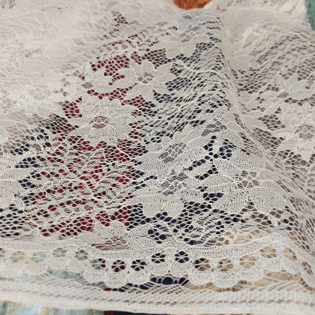 kain brokat tulang - kain brokat putih - kain brokat premium - brokat kebaya berkualitas( BW ) zr