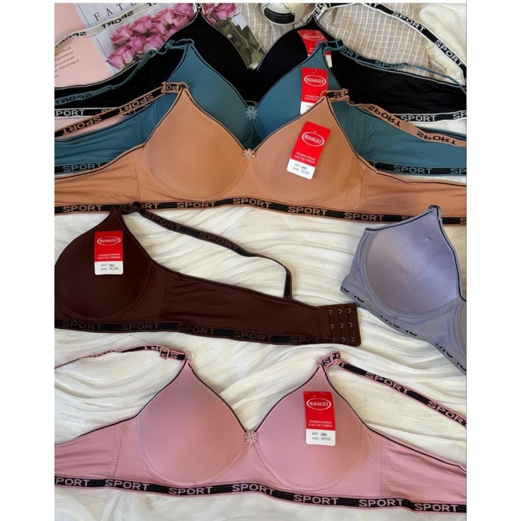 SPORT BRA TANPA KAWAT MISLILY CUP A KAIT 3/BH WANITA OLAH RAGA SPORTY ORIGINAL