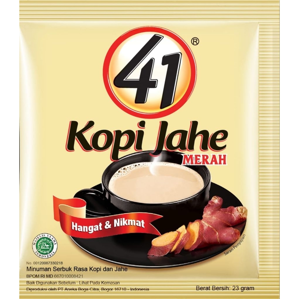 

KOPI JAHE PLUS HERBAL JAHE MERAH 41 KOPI HERBAL ALAMI ISI 10 SACHET