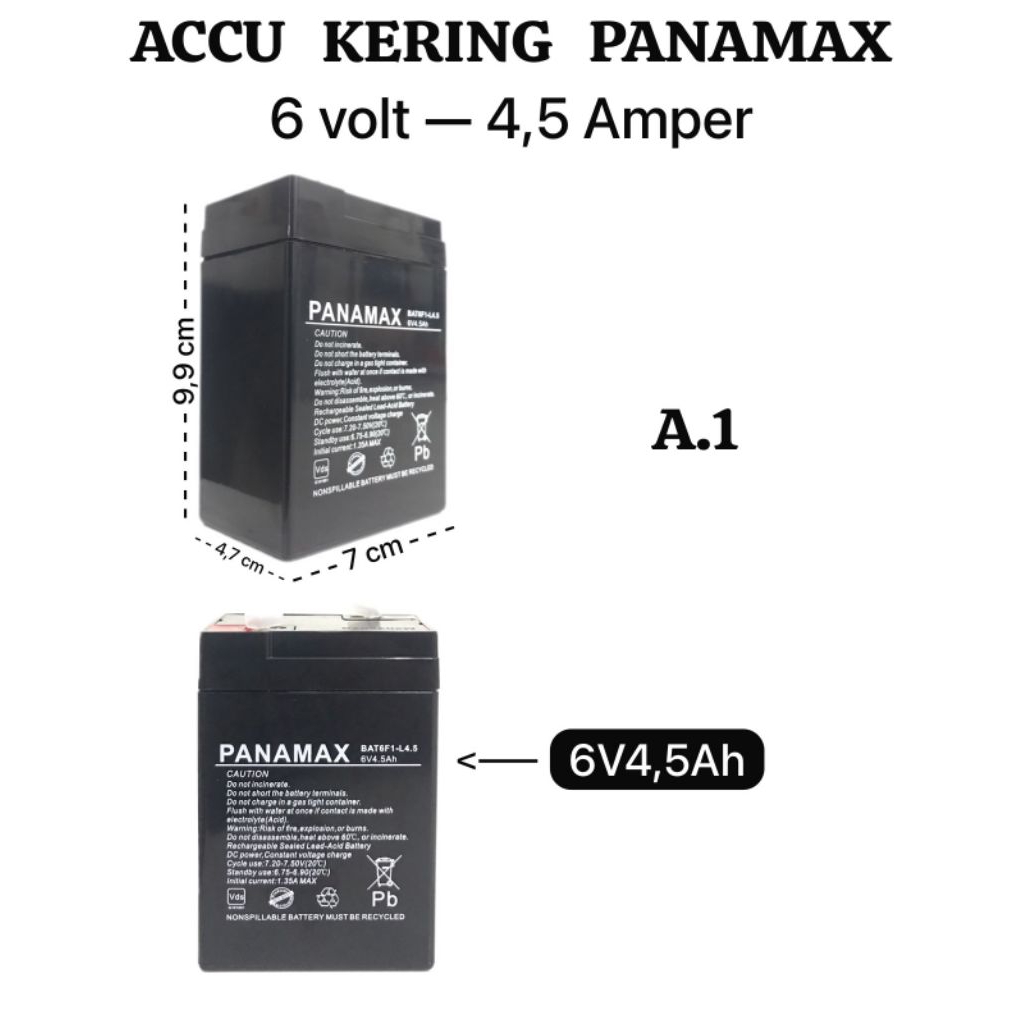 Accu Aki Kering 4,5A 6V