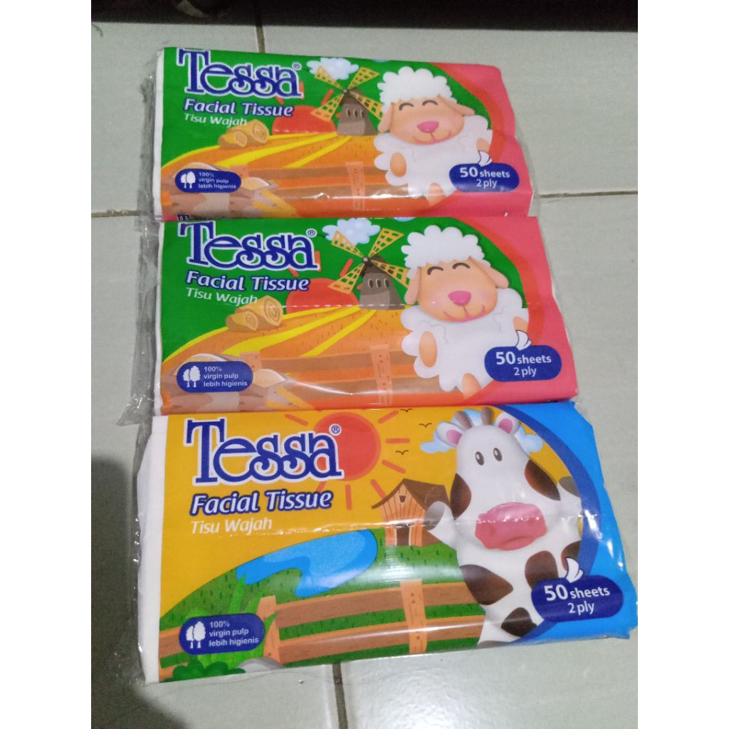 tissue tessa 50 sheet 2ply tisu paket isi 3pcs