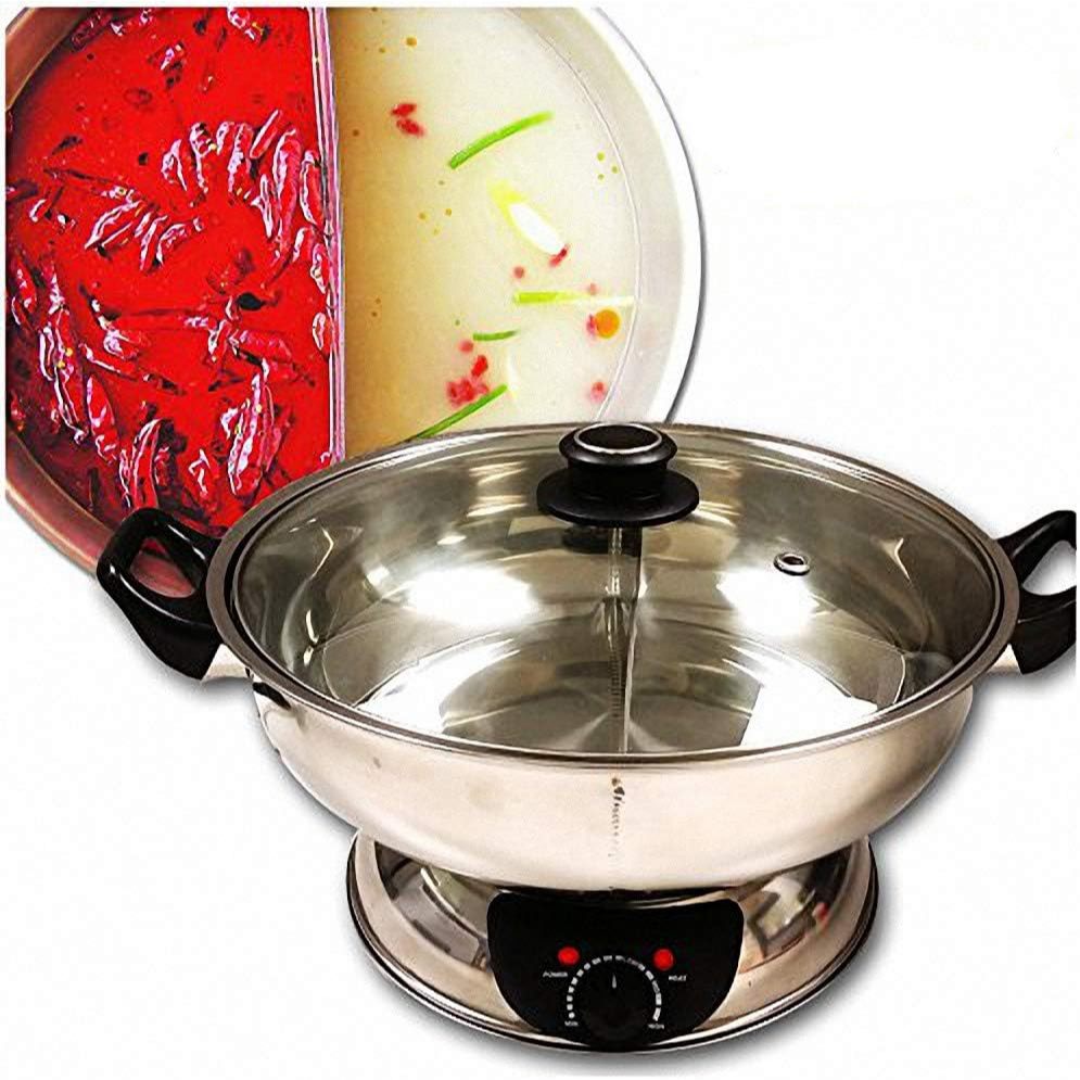 5L Electric Dual-Sided Shabu Shabu & Mongolian Hot Pot – Stainless Steel, Large Capacity for Family 