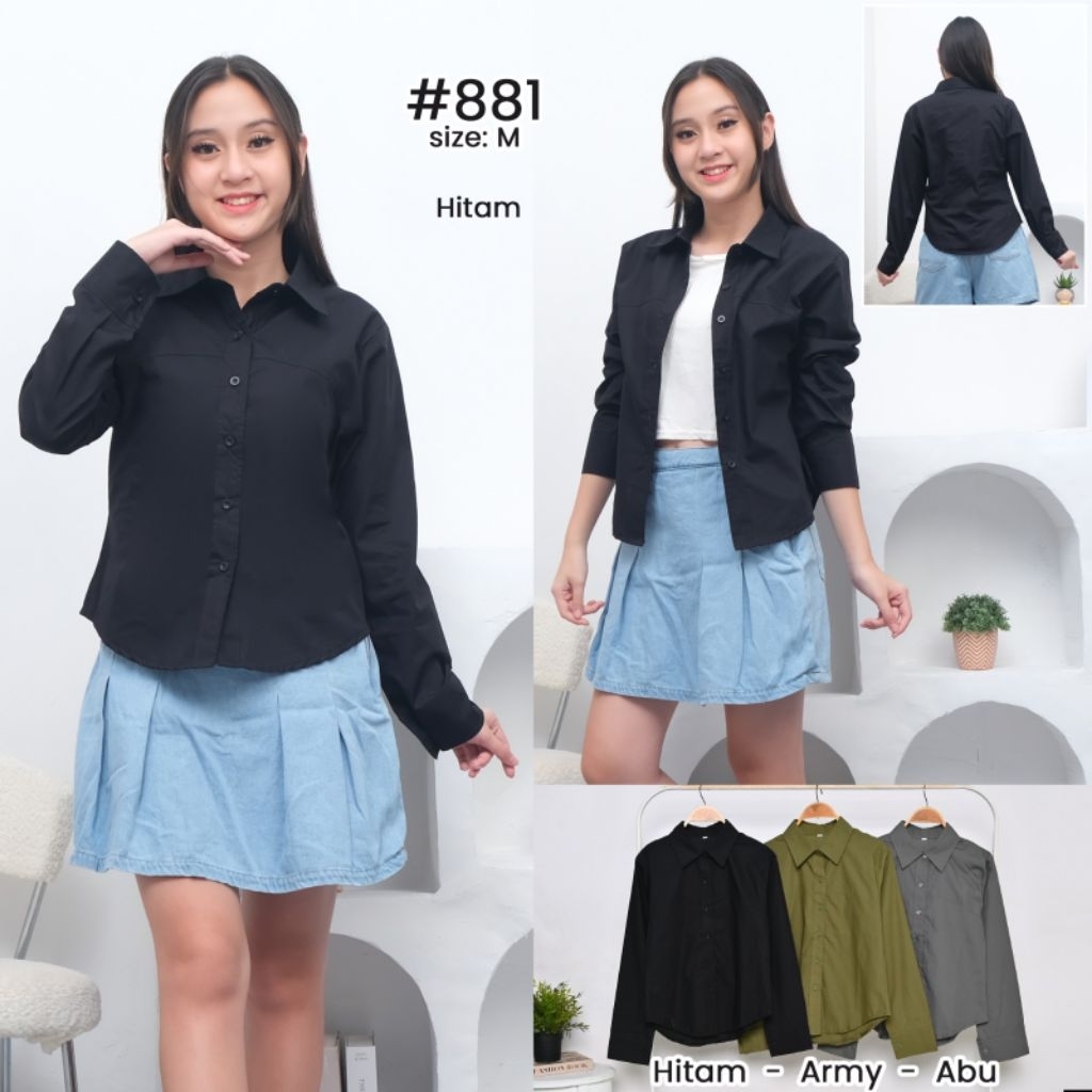 Kemeja Wanita Lengan Panjang /Gaya Korea Kemeja Kasual Warna Polos Kemeja Wanita Lengan Panjang/Keme