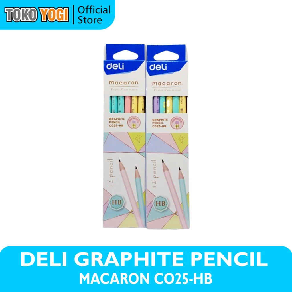 

DELI MACARON GRAPHITE PENCIL C025 - HB WARNA PASTEL || PENGHAPUS DIUJUNG