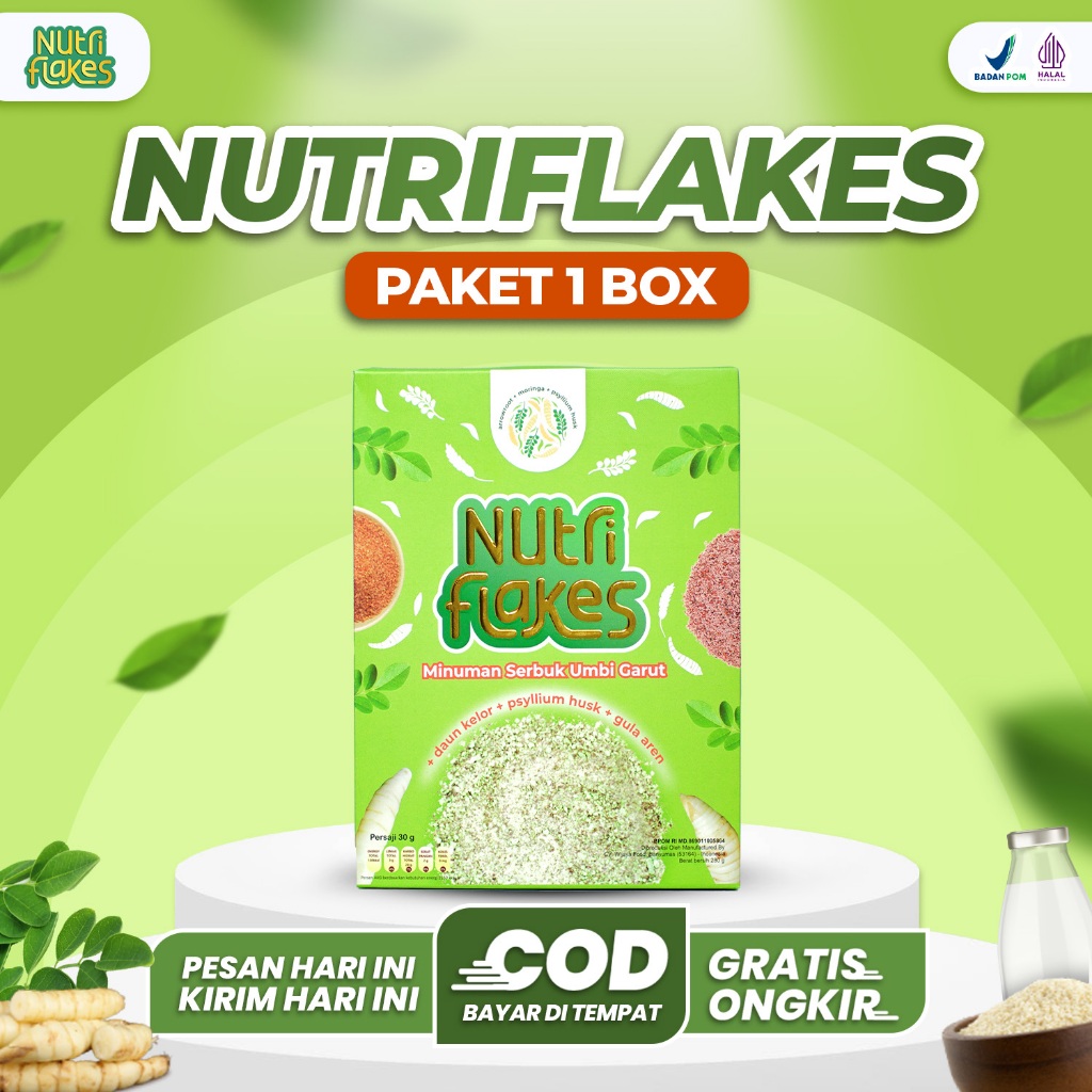 

1 BOX Nutriflakes Sereal Umbi Garut Solusi Asam lambung Original BPOM Superfood Sarapan Diet